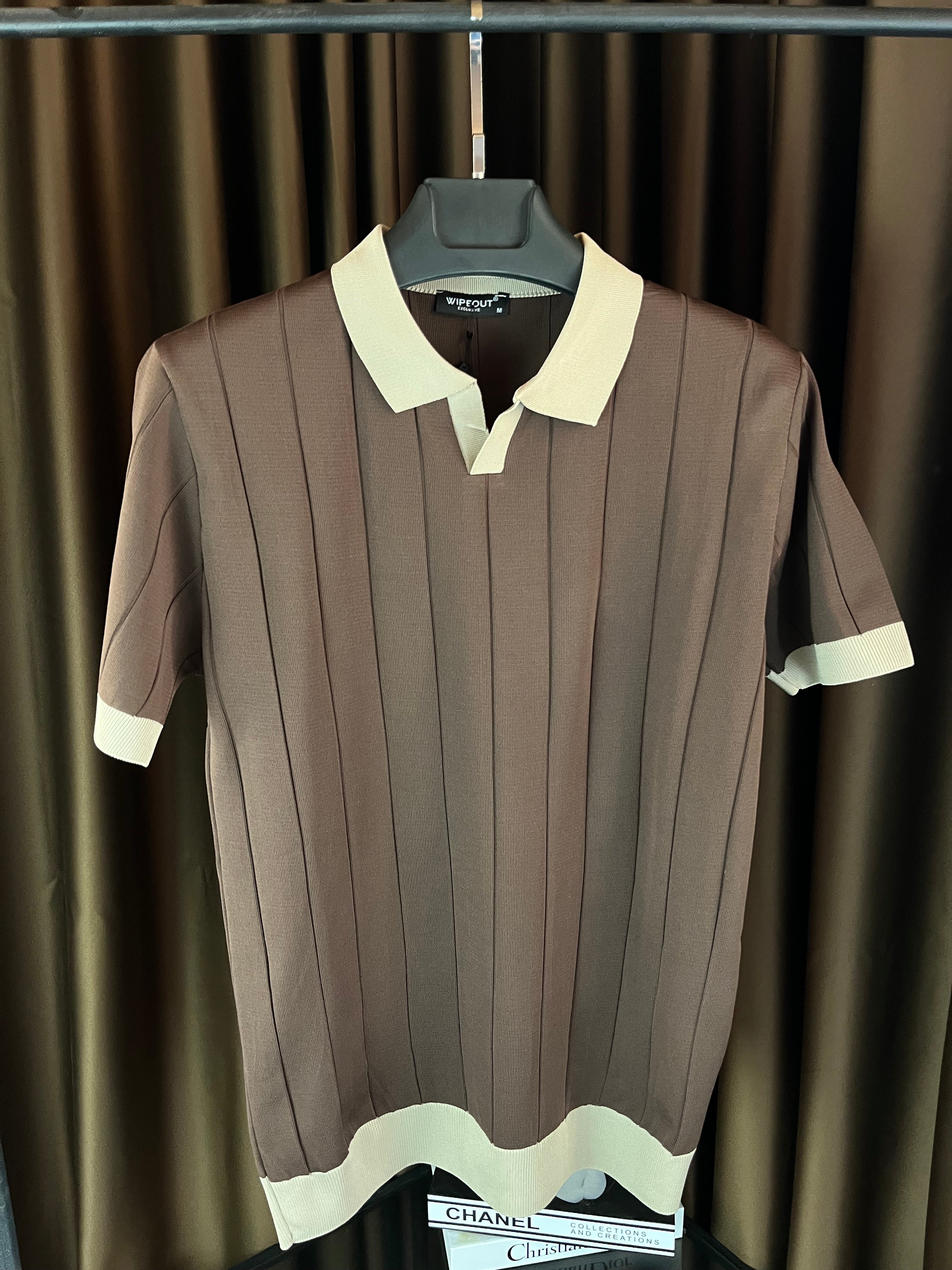 Premium Polo yaka kahve/krem