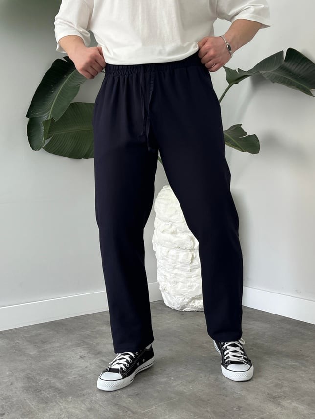 Premium Lastikli Lacivert Kumaş Pantolon
