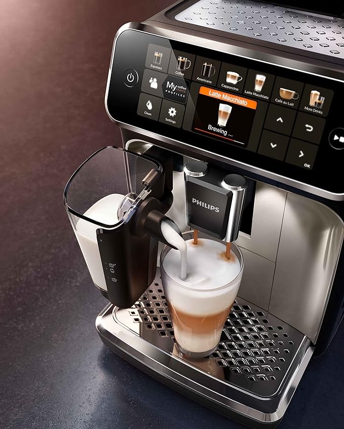 Philips EP5447/90 Tam Otomatik Espresso Makinesi, LatteGo Süt Sistemi, AquaClean Filtre, Paslanmaz Çelik, 1500W, Krom
