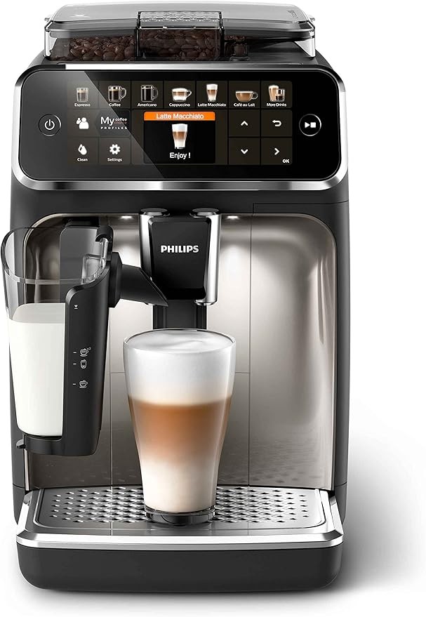 Philips EP5447/90 Tam Otomatik Espresso Makinesi, LatteGo Süt Sistemi, AquaClean Filtre, Paslanmaz Çelik, 1500W, Krom