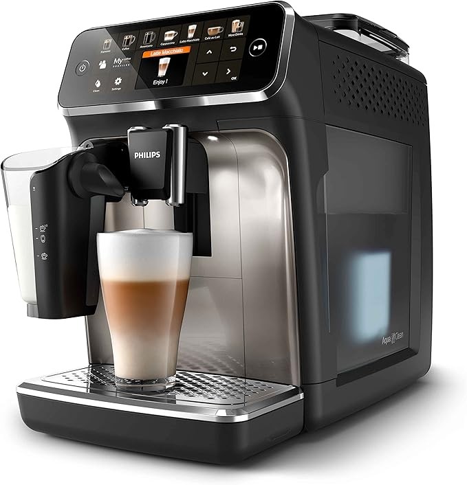 Philips EP5447/90 Tam Otomatik Espresso Makinesi, LatteGo Süt Sistemi, AquaClean Filtre, Paslanmaz Çelik, 1500W, Krom