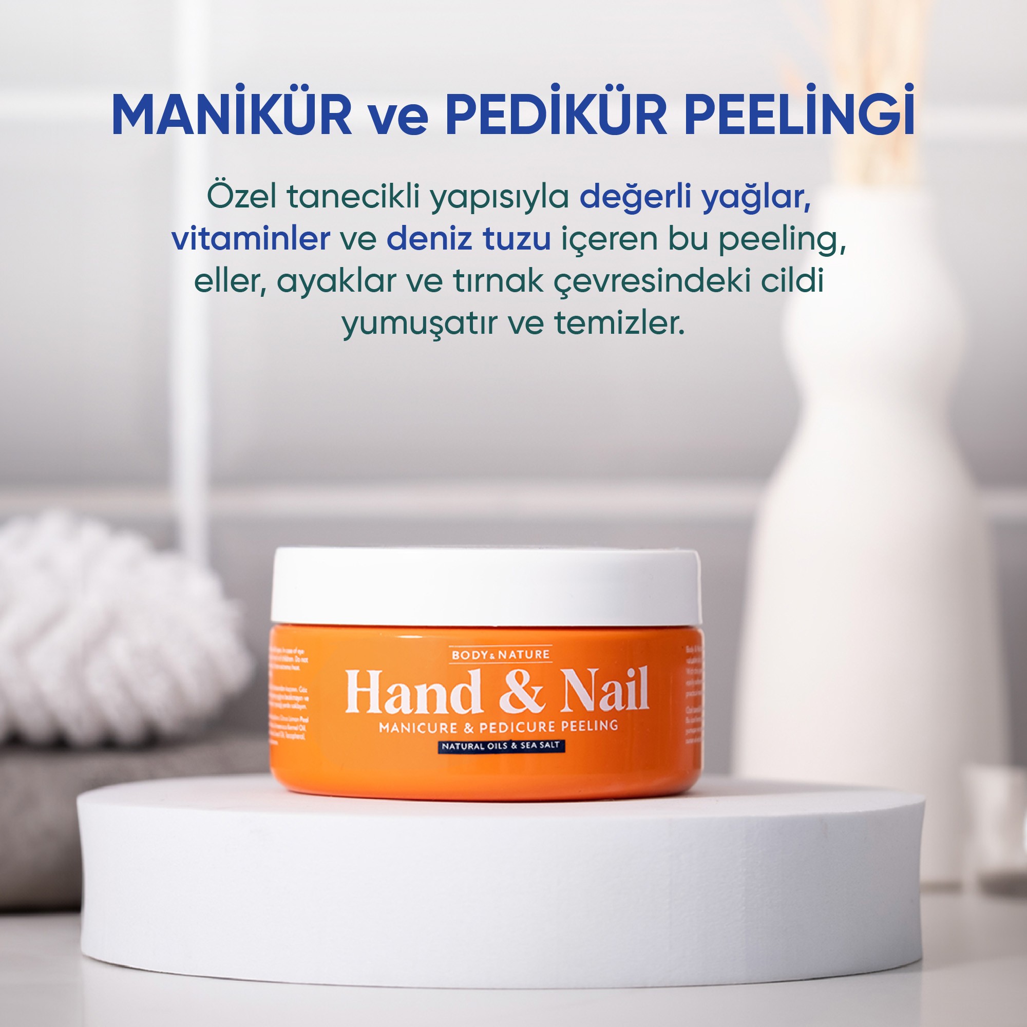 Body&Nature El Tırnak Manikür ve Pedikür Peelingi Hand and Nail Manicure & Pedicure Peeling(300 g)