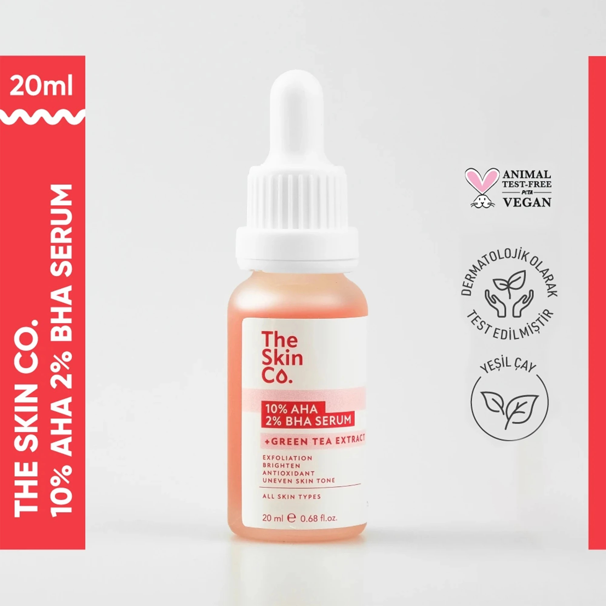 The Skin Co. %10 AHA %2 BHA Cilt Tonu Eşitleyici & Gözenek Sıkılaştırıcı Peeling Serum 20 ml