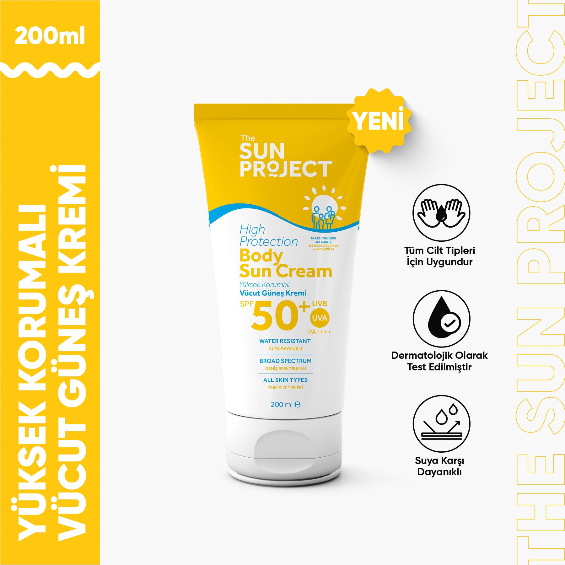 The Sun Project Yüksek Korumalı Vücut Güneş Kremi High Protection Body Sun Cream SPF50+/PA++++ 200 ml