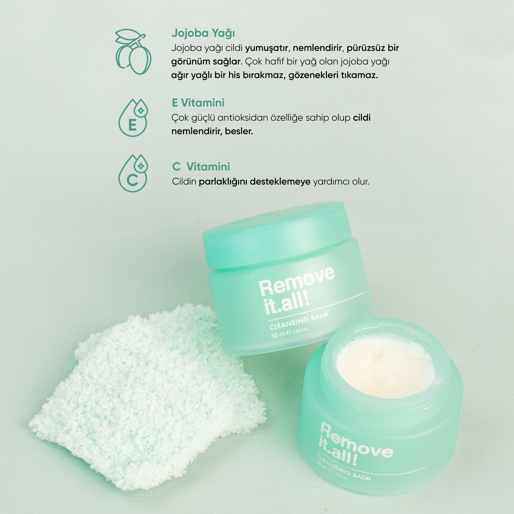 Remove it.all! Makyaj ve Yüz Temizleme Balmı Cleansing Balm 50 ml