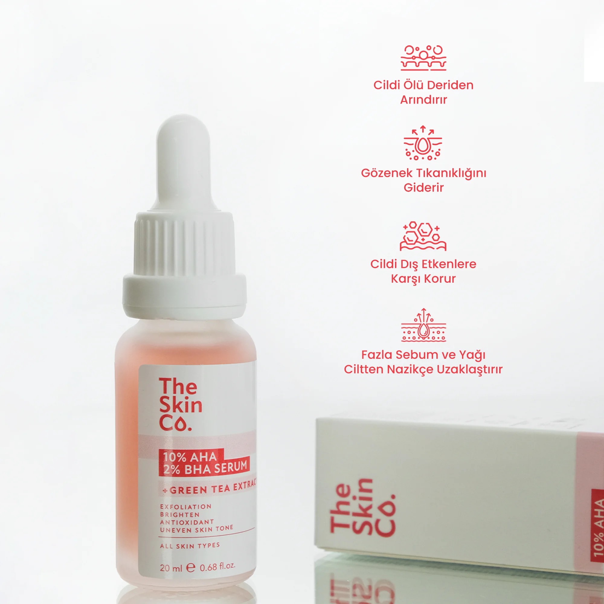 The Skin Co. %10 AHA %2 BHA Cilt Tonu Eşitleyici & Gözenek Sıkılaştırıcı Peeling Serum 20 ml