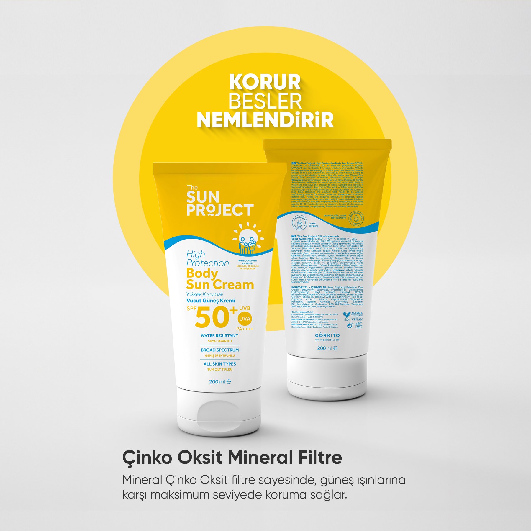 The Sun Project Yüksek Korumalı Vücut Güneş Kremi High Protection Body Sun Cream SPF50+/PA++++ 200 ml