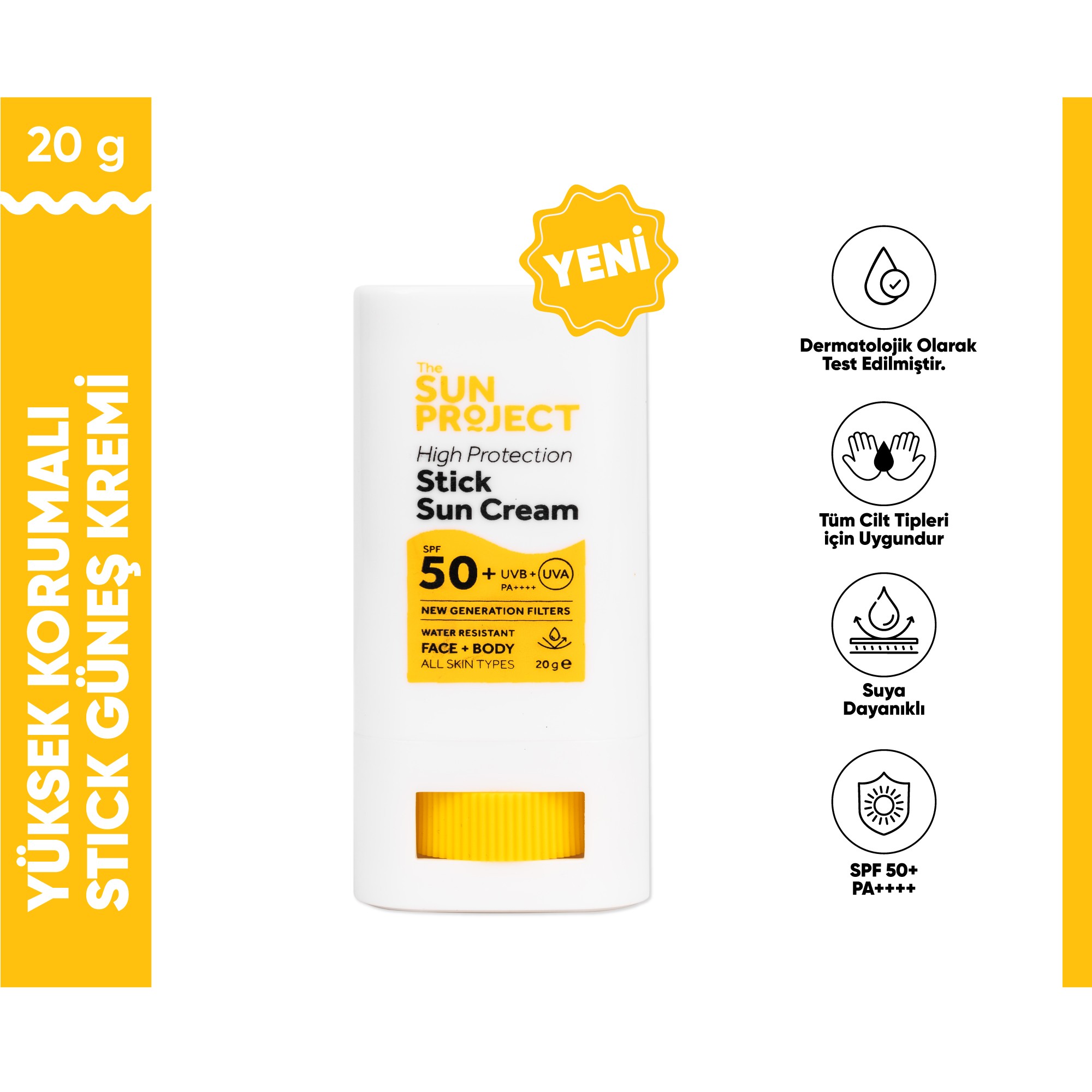 The Sun Project Yüksek Korumalı Stick Güneş Kremi High Protection Stick Sun Cream SPF50+/PA++++ 20 gr