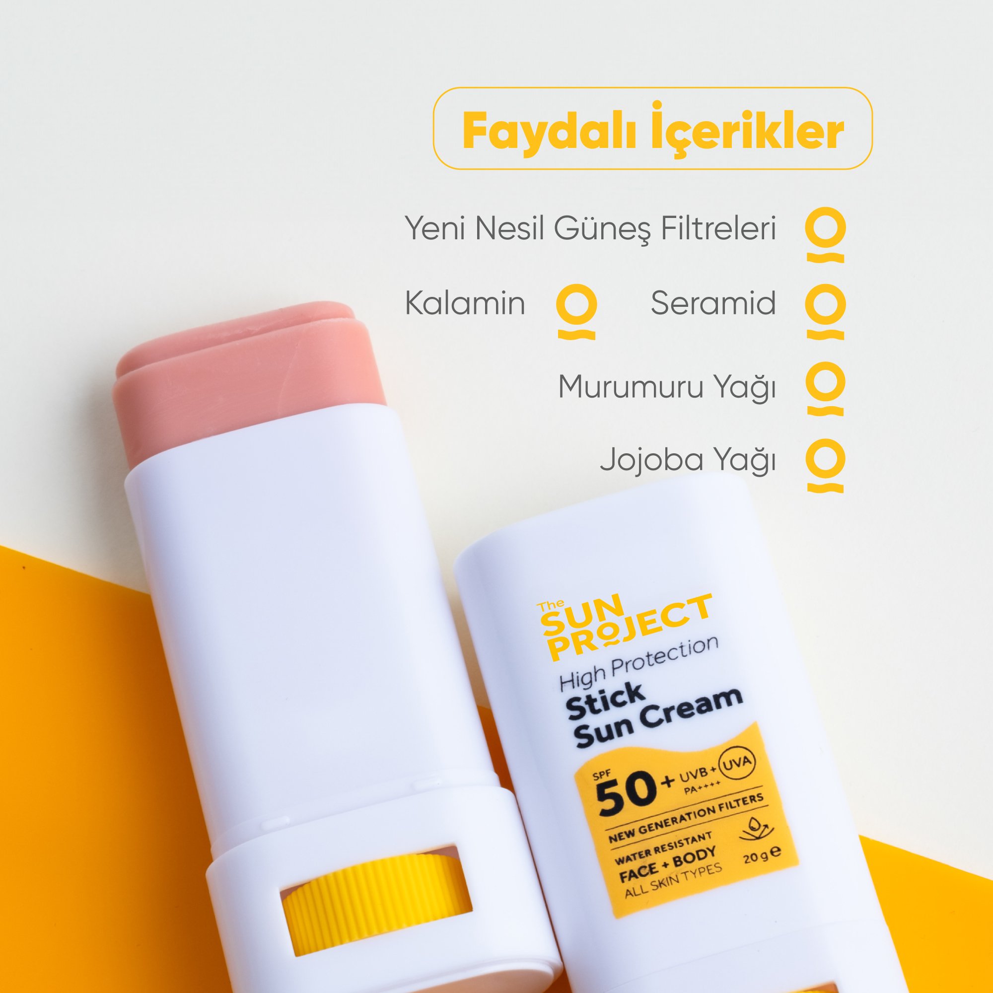 The Sun Project Yüksek Korumalı Stick Güneş Kremi High Protection Stick Sun Cream SPF50+/PA++++ 20 gr