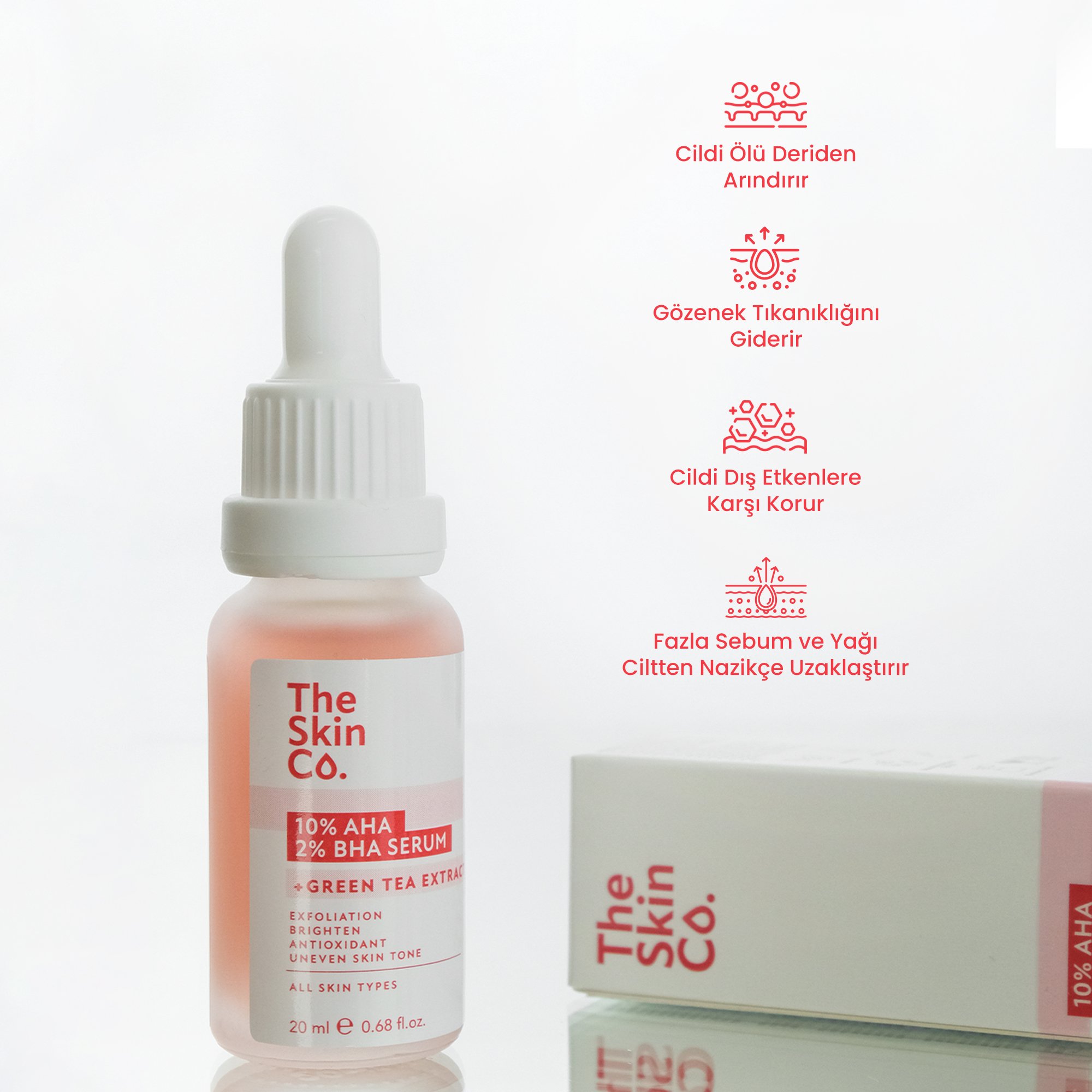 The Skin Co. %10 AHA %2 BHA Cilt Tonu Eşitleyici & Gözenek Sıkılaştırıcı Peeling Serum 20 ml