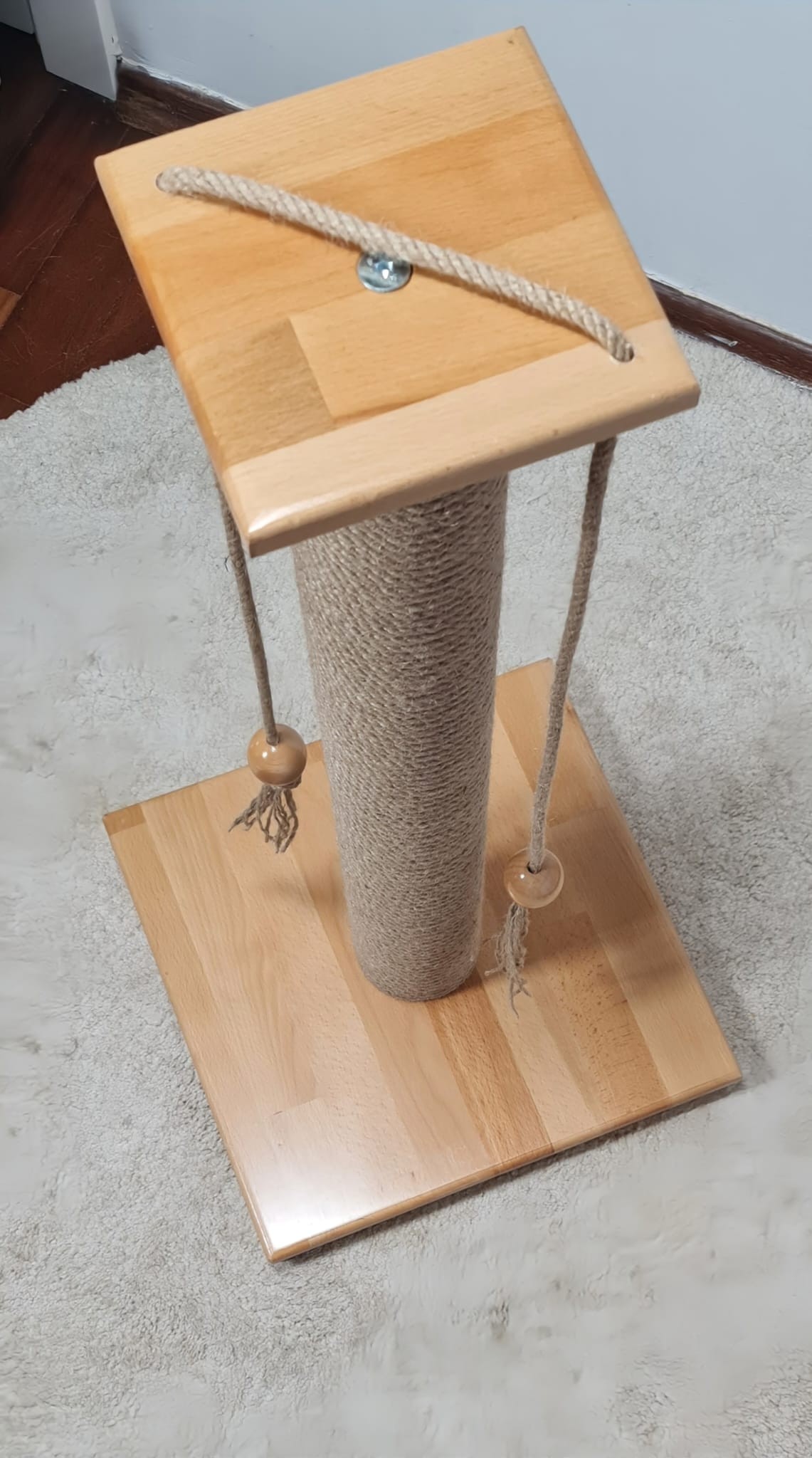 Square Beige 70 cm Beech Solid Wood Luxury Cat Scratching Board