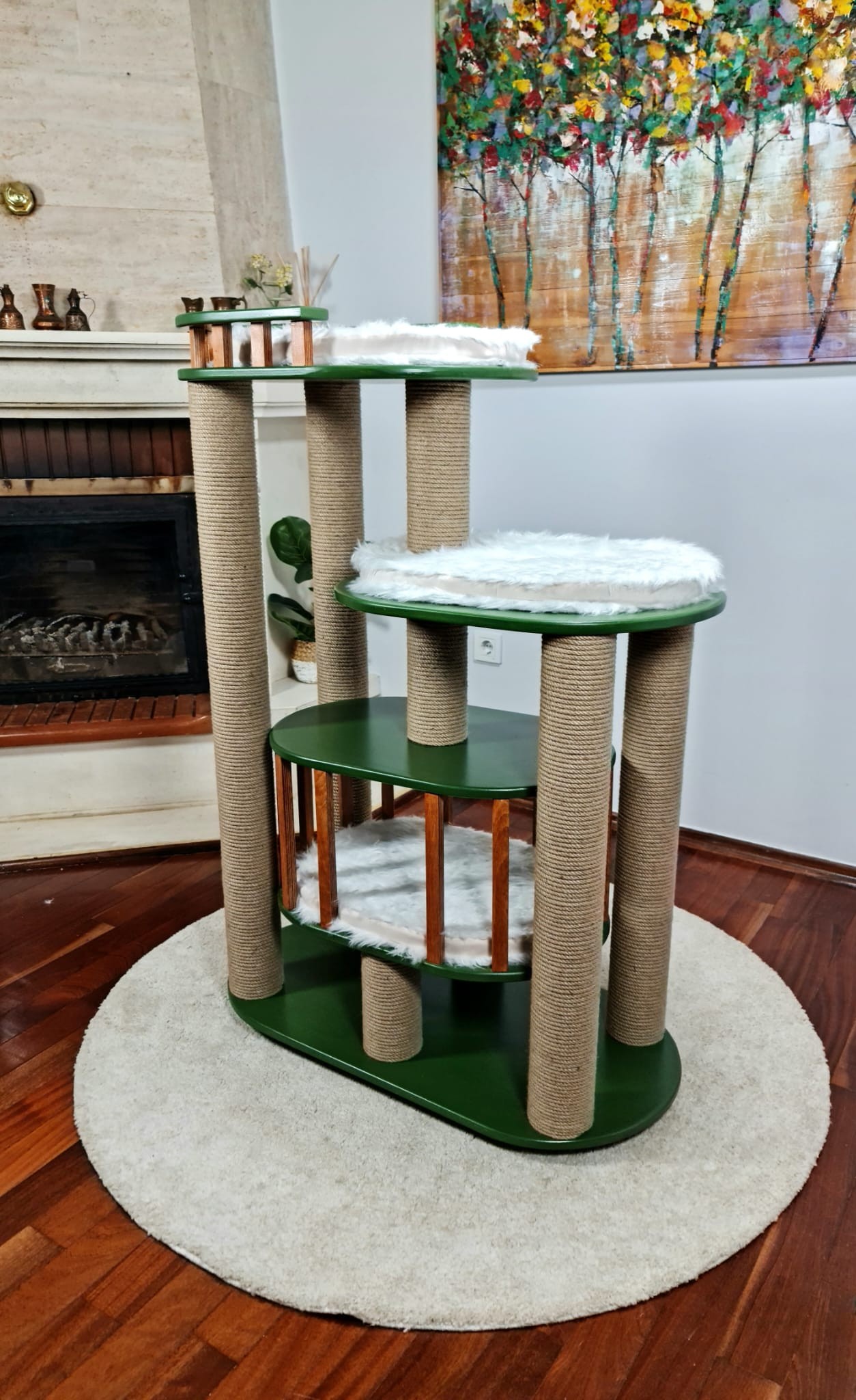 Luxury Cat Playhouse With Çakıl Green Wooden Scratching Unit