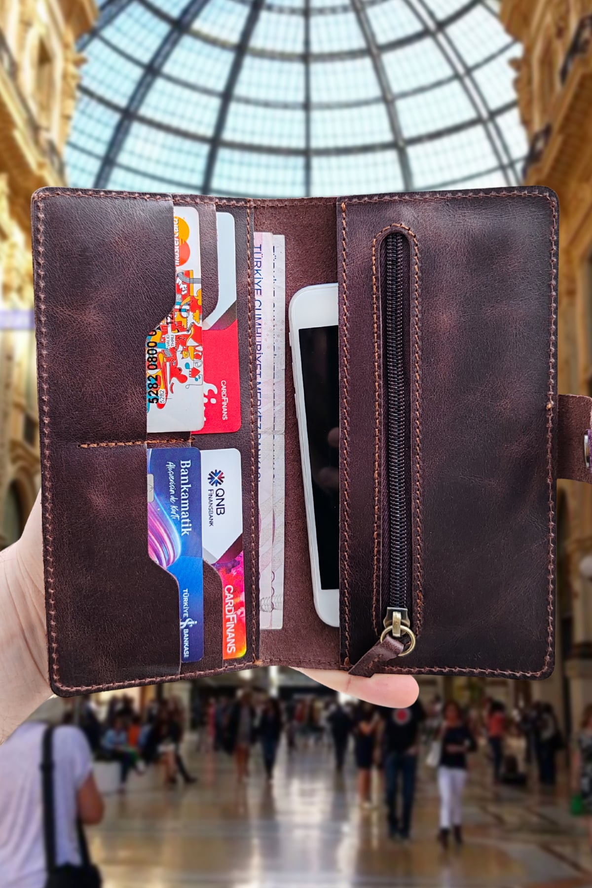 [ Isim Yazılabilir ] Astrid American Leather Telefon, Kağıt Ve Bozuk Para Bölmeli Kartlıklı Cüzdan