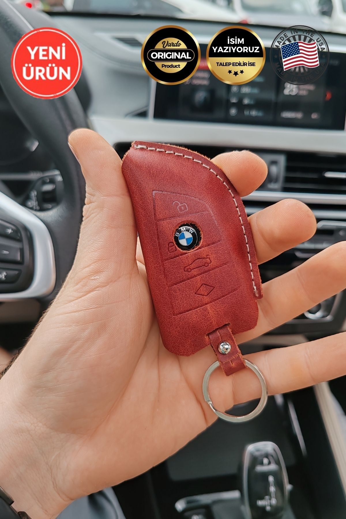 Bmw Hakiki Deri Anahtarlık Kılıfı