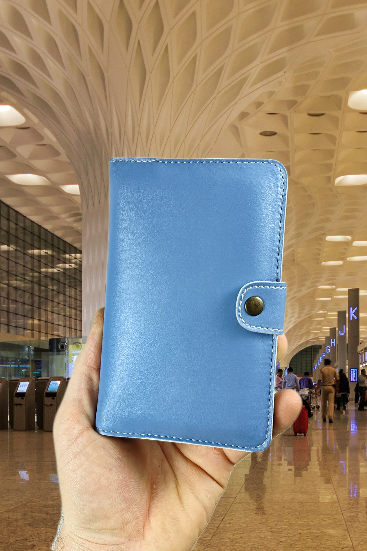 Esther Tasarım Kartvizitlikli Cüzdan & Pasaport Kılıfı Unisex - Bebe Mavi