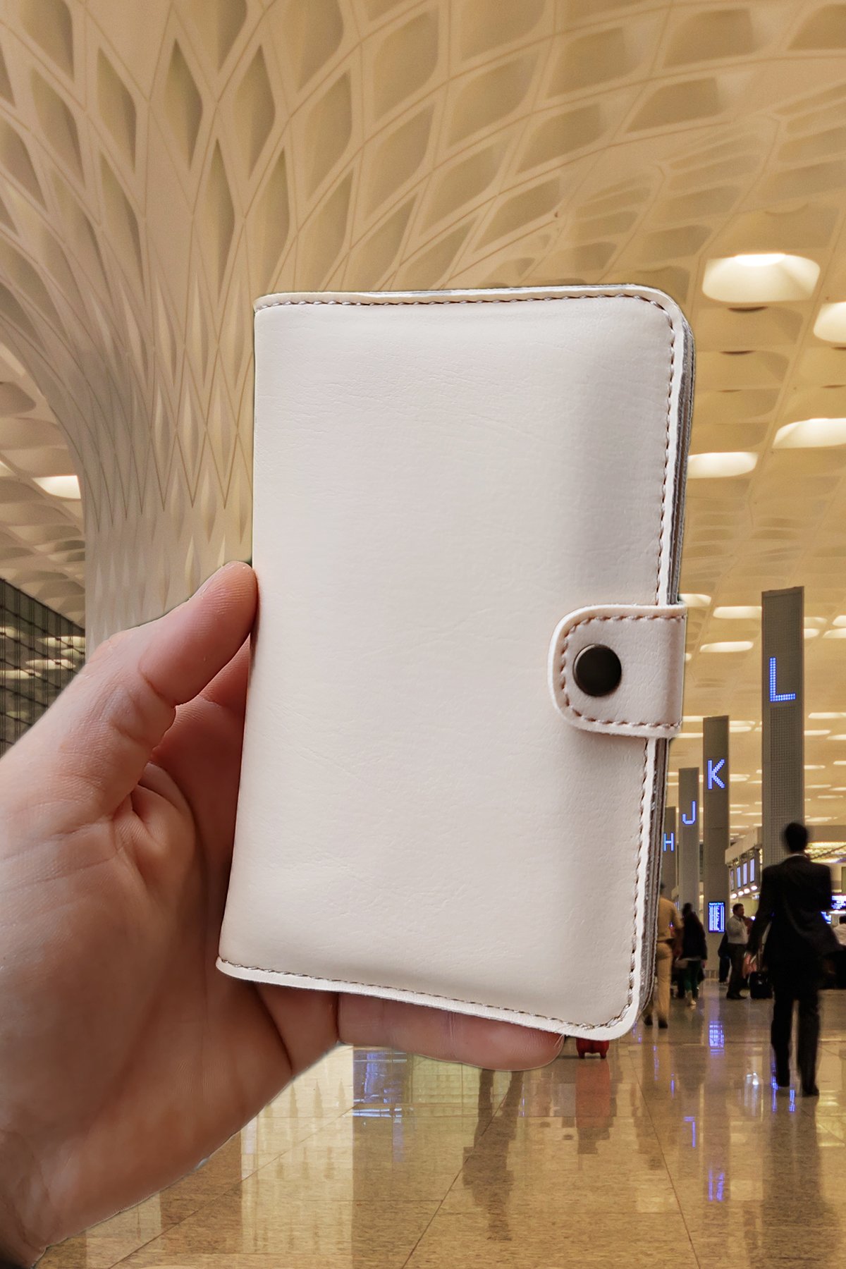 Esther Tasarım Kartvizitlikli Cüzdan & Pasaport Kılıfı Unisex - Bej