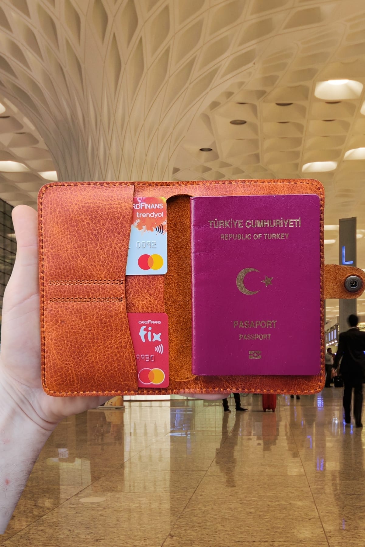 [ Isim Yazılabilir ] Esther Hakiki Deri American Leather Tasarım Cüzdan & Pasaport Kılıfı Unisex