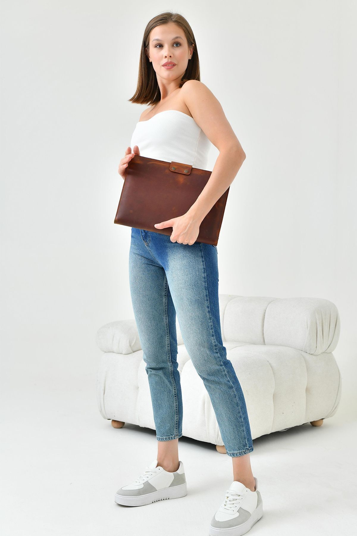 Ingrid Hakiki Crazy Deri 34x24,5 cm Macbook Air/Pro 13-14 Inç Organizer