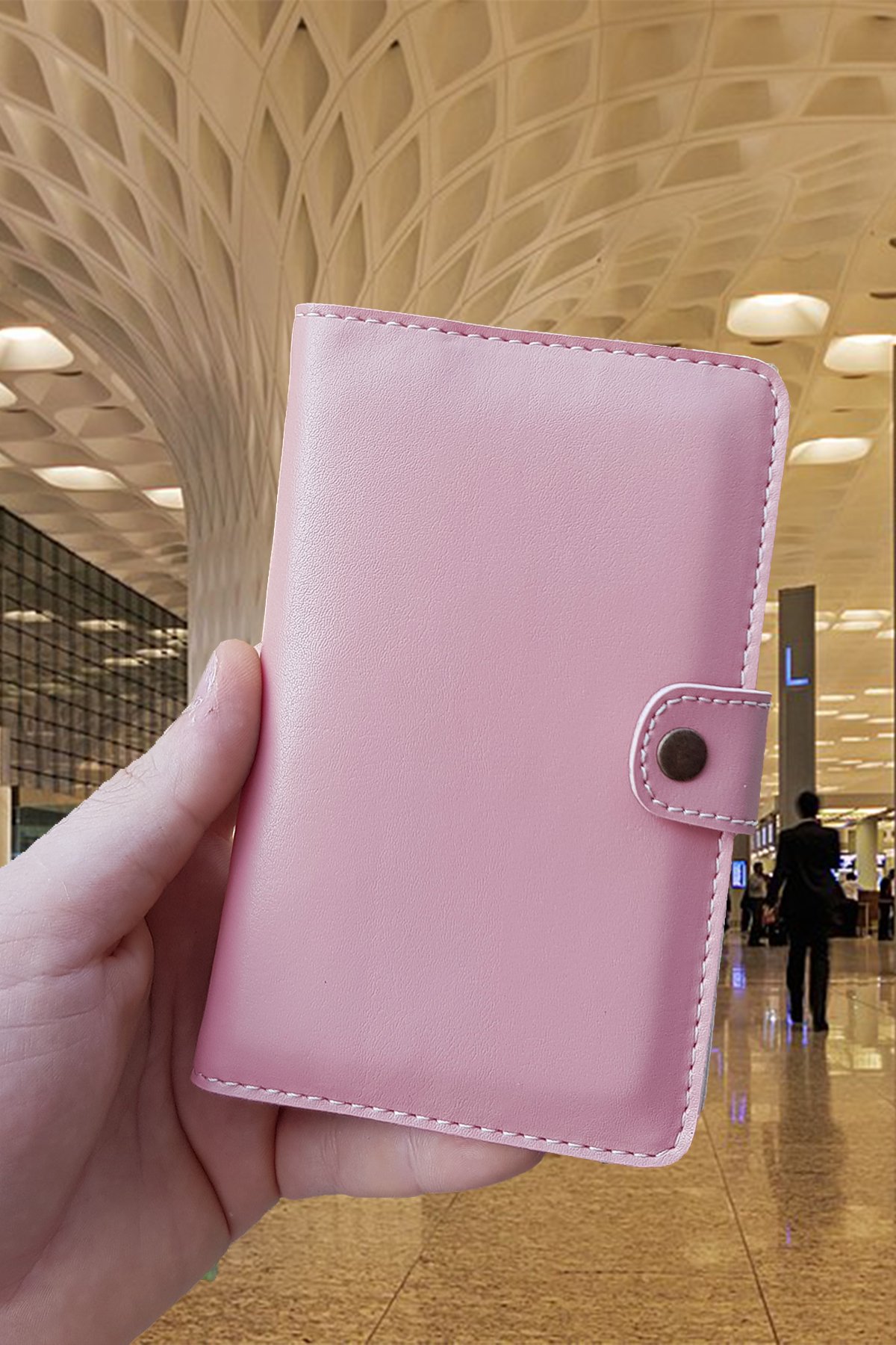 Esther Tasarım Kartvizitlikli Cüzdan & Pasaport Kılıfı Unisex - Pudra