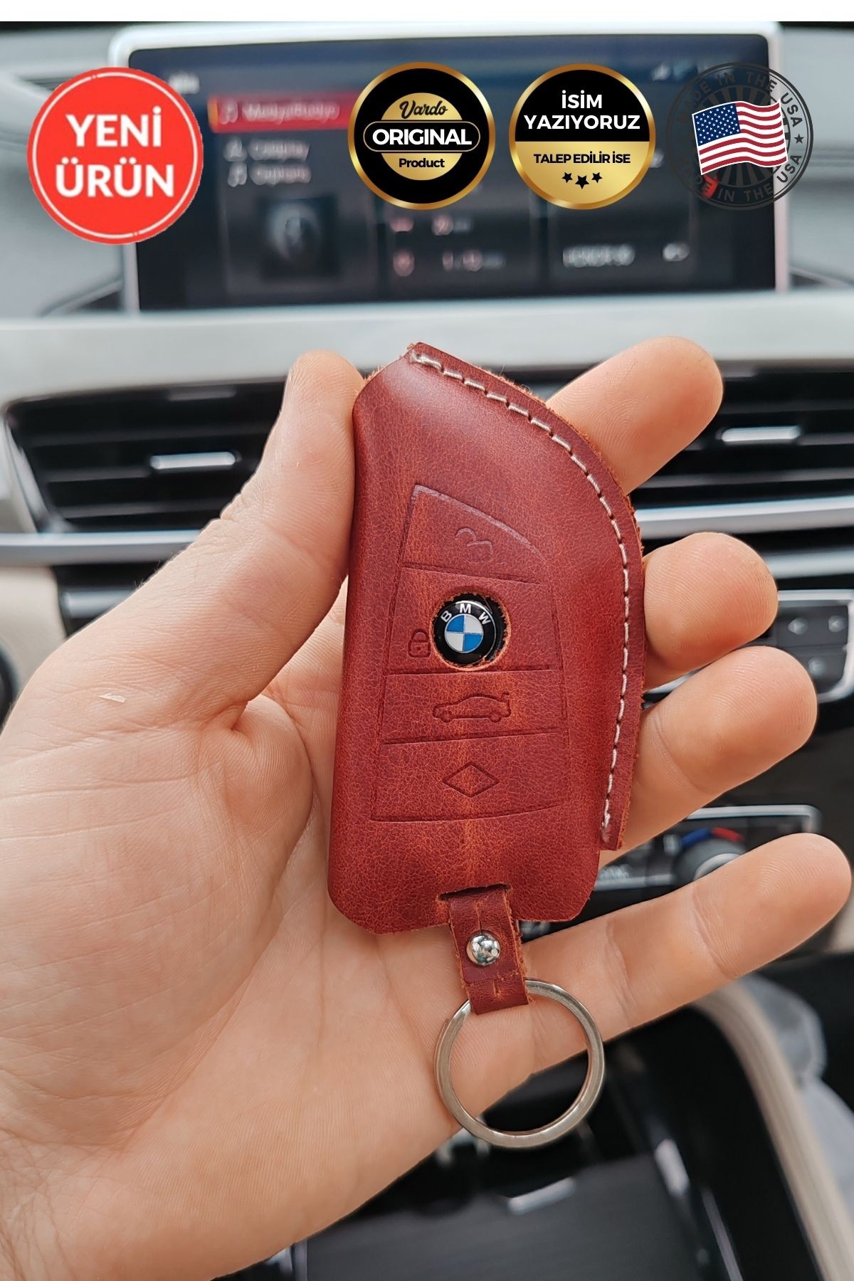 Bmw Hakiki Deri Anahtarlık Kılıfı