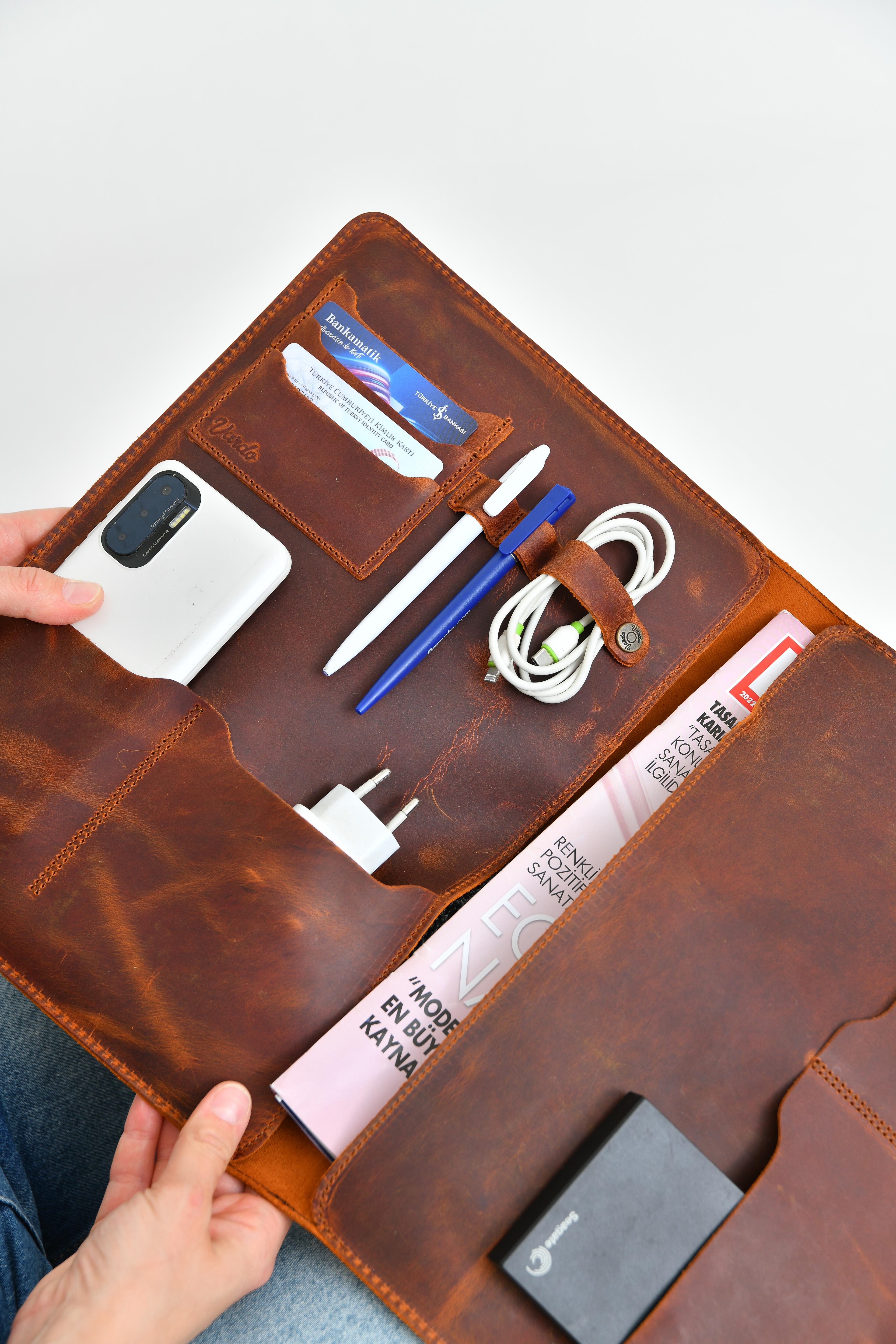 Ingrid Hakiki Crazy Deri 34x24,5 cm Macbook Air/Pro 13-14 Inç Organizer