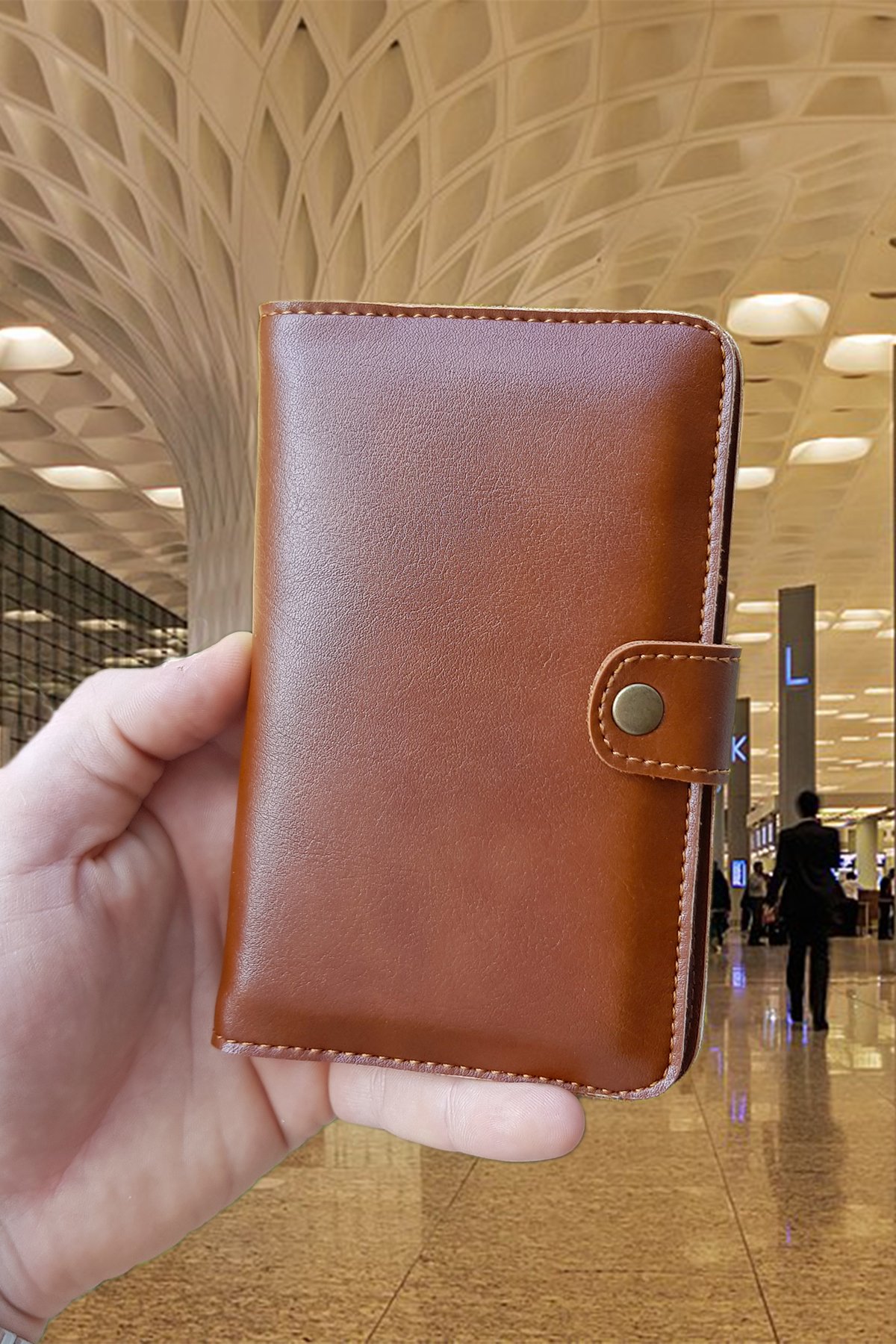Esther Tasarım Kartvizitlikli Cüzdan & Pasaport Kılıfı Unisex - Kahverengi