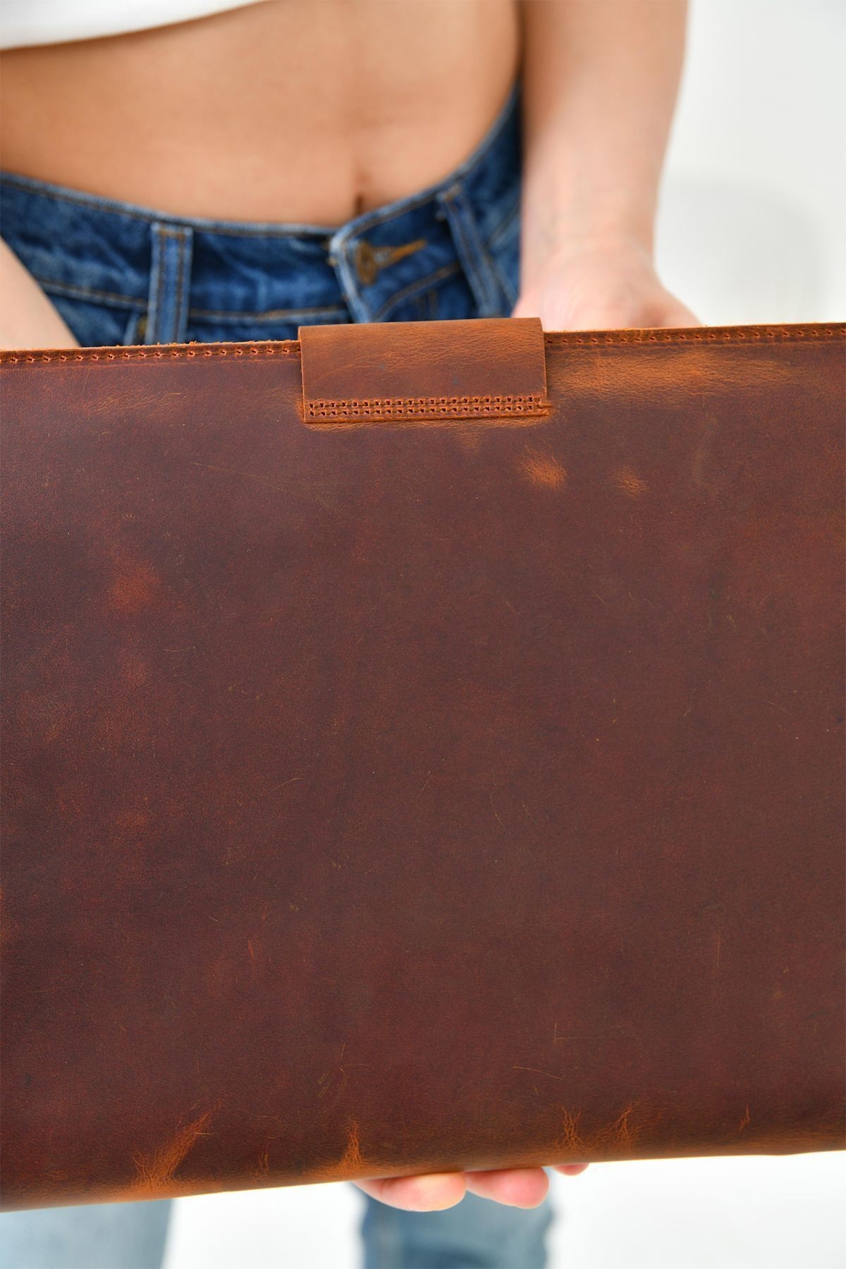 Ingrid Hakiki Crazy Deri 34x24,5 cm Macbook Air/Pro 13-14 Inç Organizer