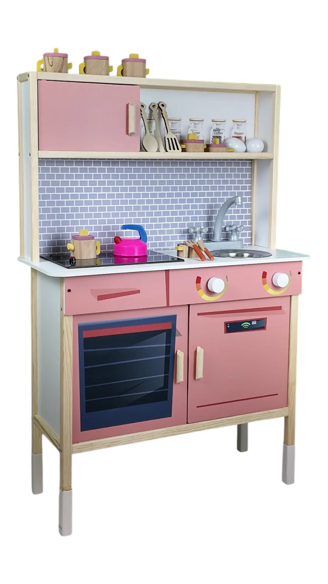 Toysilla Eğitici Led Aydınlatmalı Ahşap Oyuncak Mutfak Seti