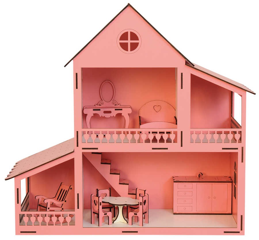 EV11 Pembe Barbie Ev 45 cm Eşyalı