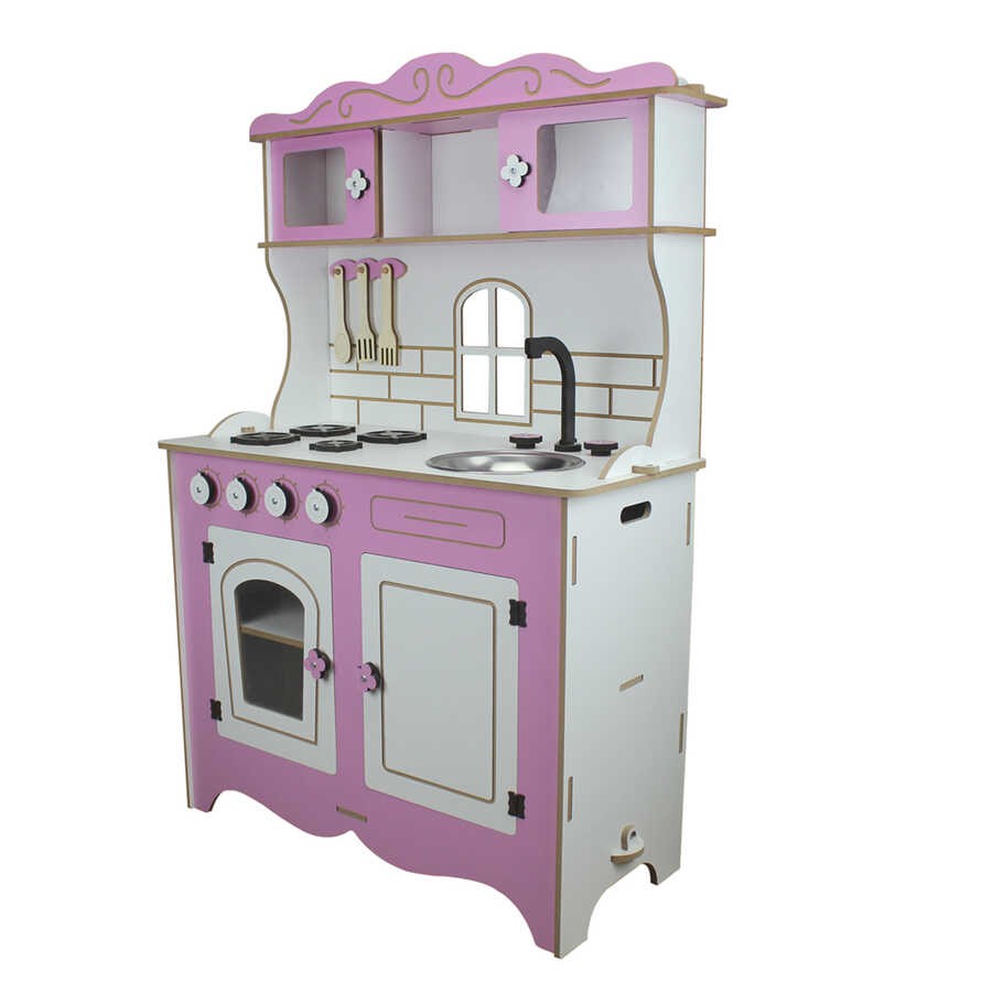 Toysilla Ahşap Çocuk Mutfağı Pembe Pencereli - T1002