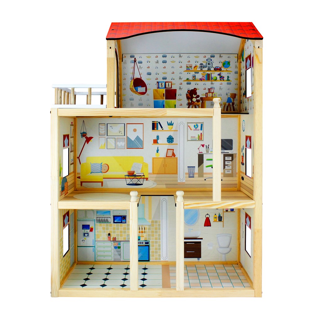 Toysilla Doğal Ağaç Çocuk Oyun Evi Demonte - T2004