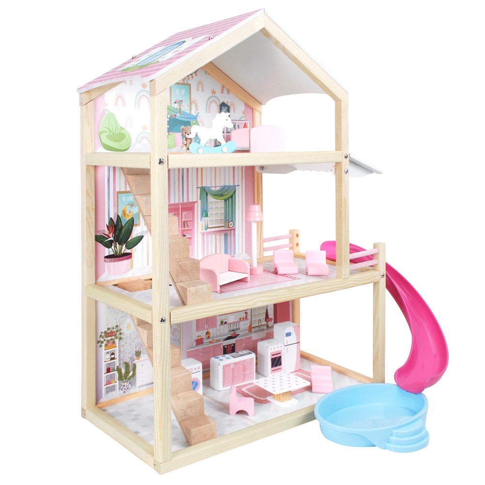 Toysilla Ahşap Kaydıraklı Oyun Evi - T2010