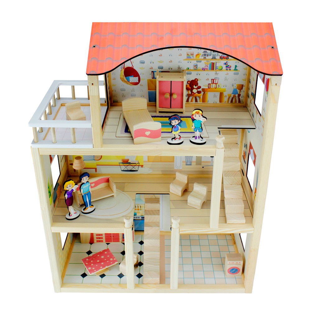 Toysilla Doğal Ağaç Çocuk Oyun Evi Demonte - T2004