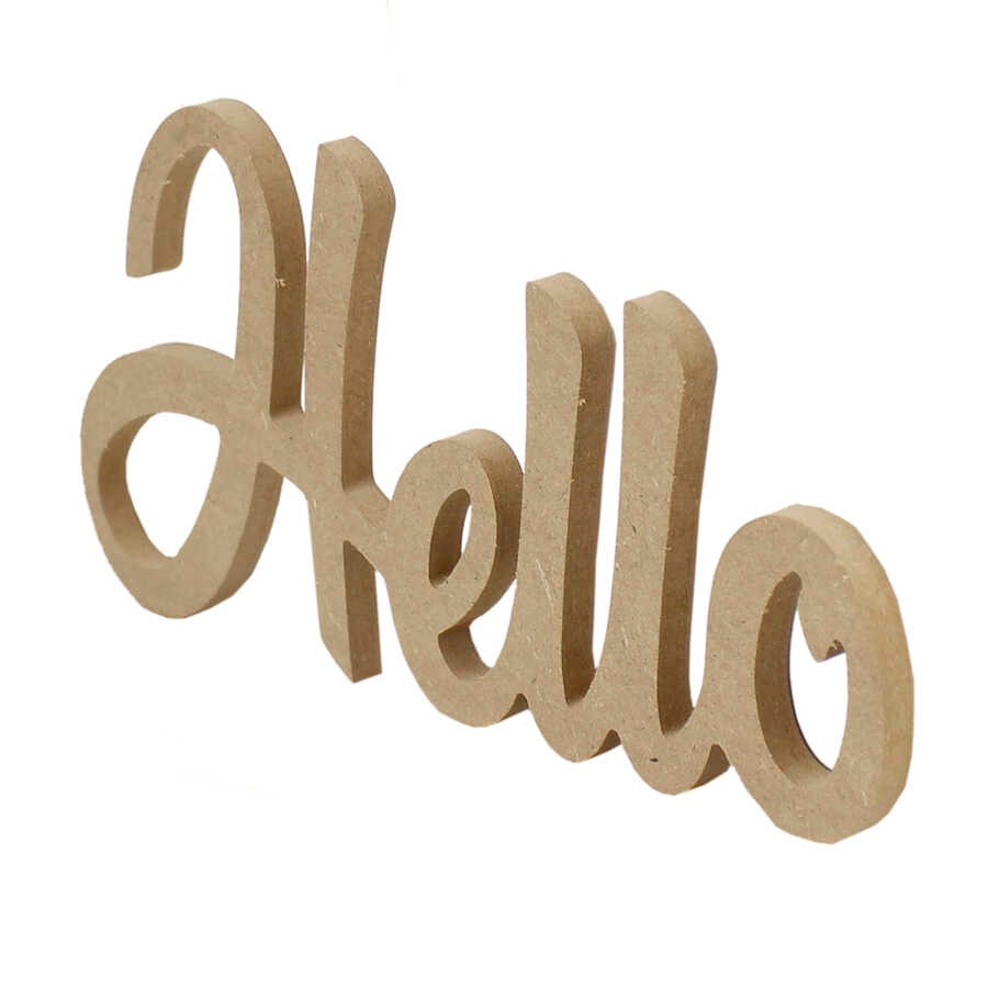 D54 Ahşap Hello Yazısı
