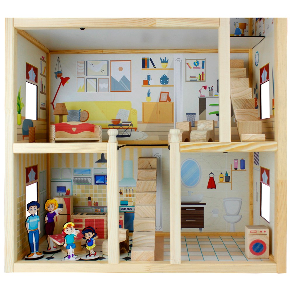 Toysilla Doğal Ağaç Çocuk Oyun Evi Demonte - T2004