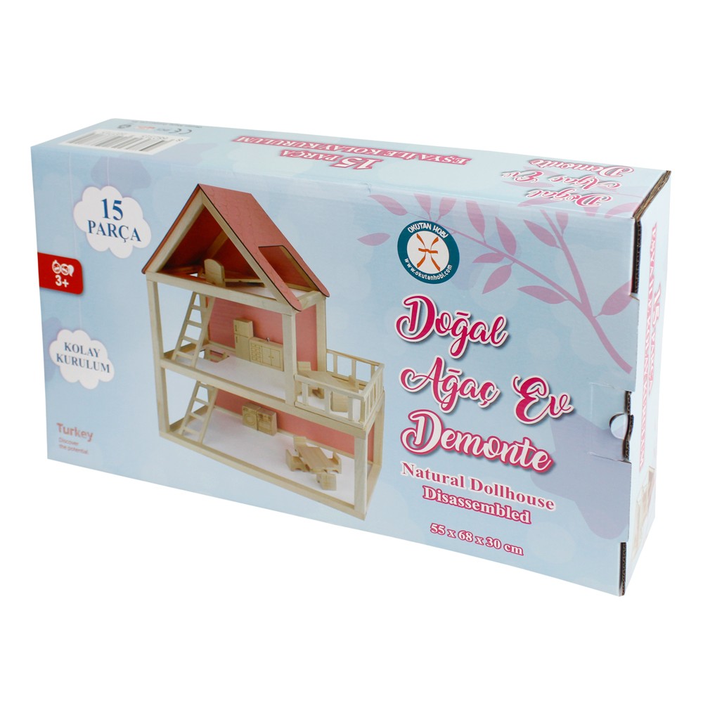 Toysilla Ağaç Pembe Barbie Ev 68 cm Demonte - T2002