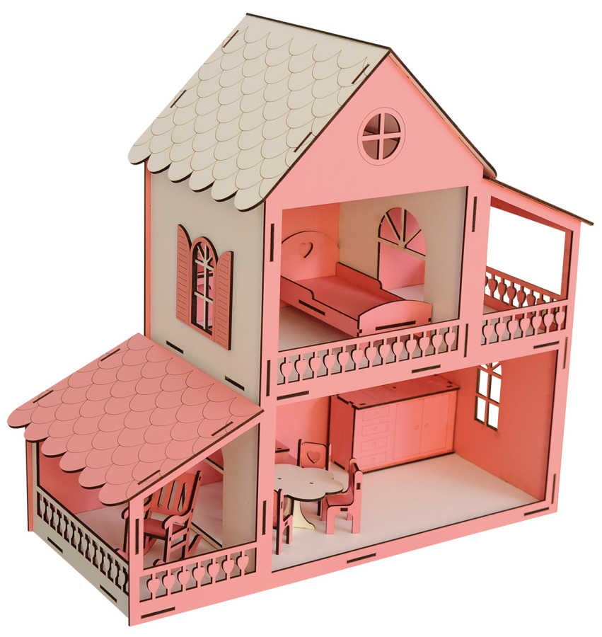 EV12 Pembe Barbie Ev 45 cm Eşyalı Demonte