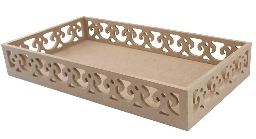 TP33 Kenarları Motifli Dikdörtgen Tepsi 46 cm