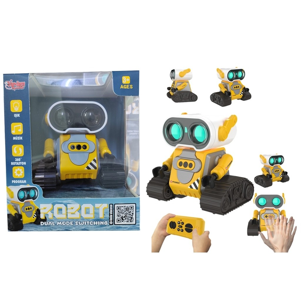 S-023 Uzaktan Kumandalı Full Fonksiyon Şarjlı 2.4G Robot-Araba (Mavi-Sarı)