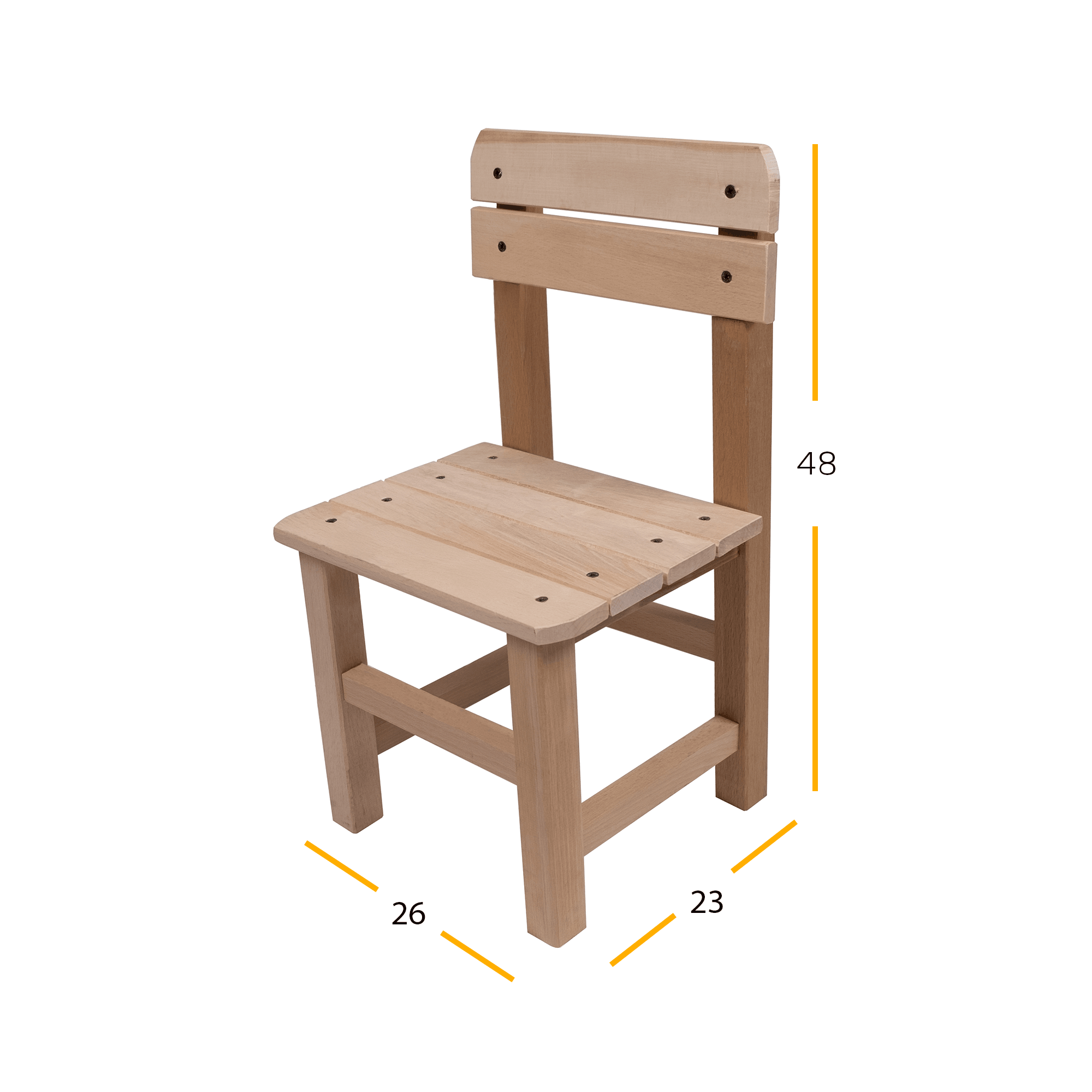 Ahşap Çocuk Sandalyesi( KÜÇÜK) – Dayanıklı, Doğal ve Ergonomik Oturma Koltuğu T6013