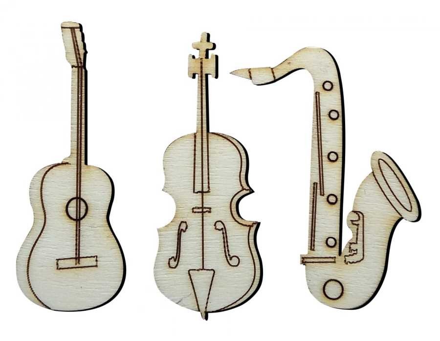 O57 Keman Gitar Saksofon Ahşap Obje