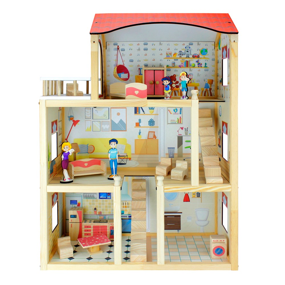 Toysilla Doğal Ağaç Çocuk Oyun Evi Demonte - T2004