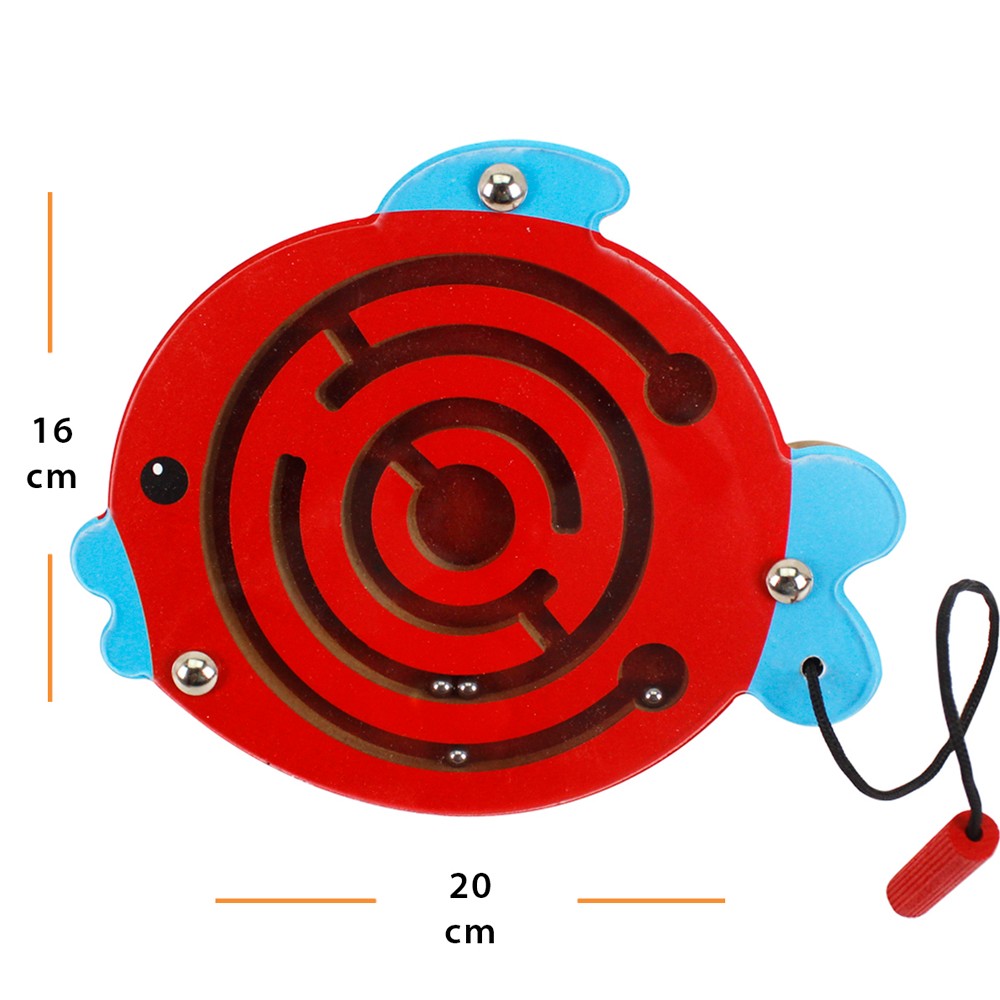 Toysilla Doğal Ahşap Hayvan Figürlü Mıknatıslı Labirentte Yol Bulma Oyuncağı - T3019