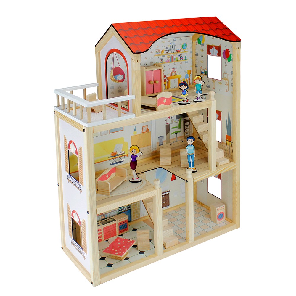 Toysilla Doğal Ağaç Çocuk Oyun Evi Demonte - T2004
