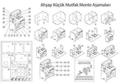 ÇG35 Küçük Çocuk Oyun Mutfağı Kırımızı