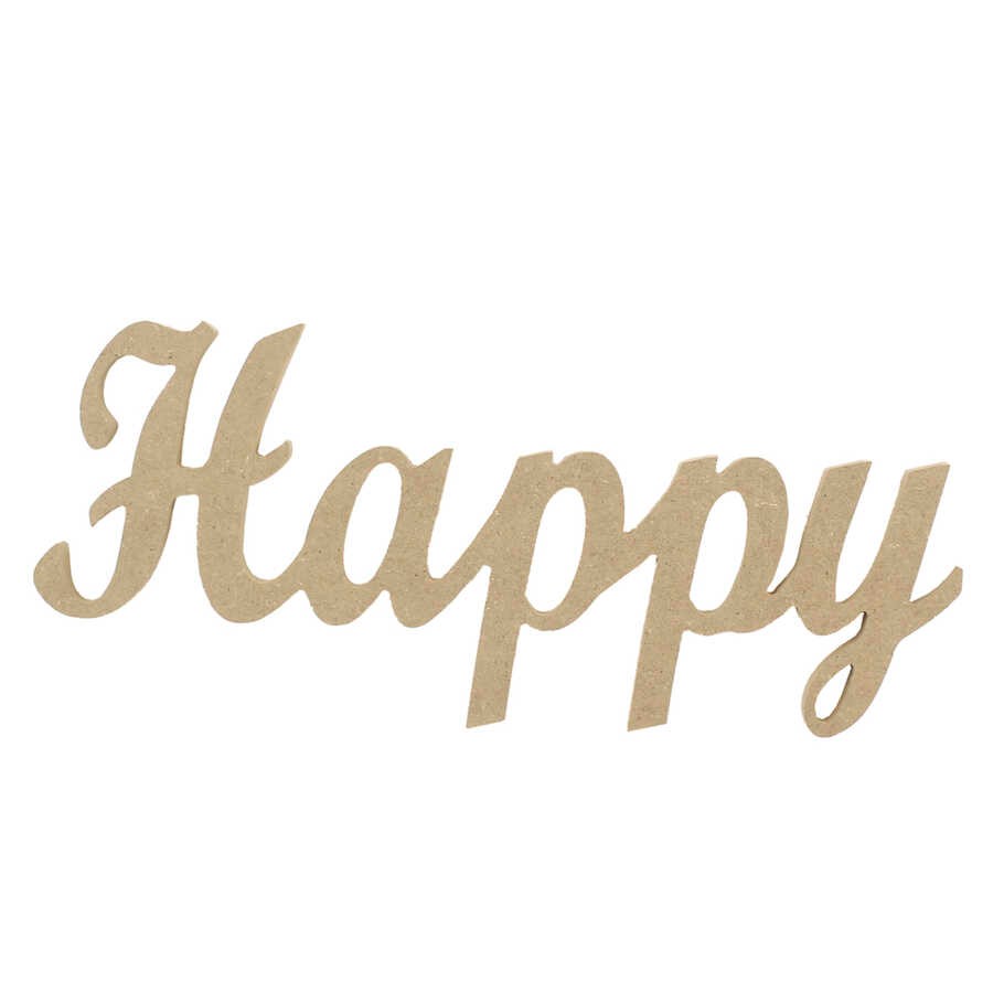D52 Ahşap Happy Yazısı