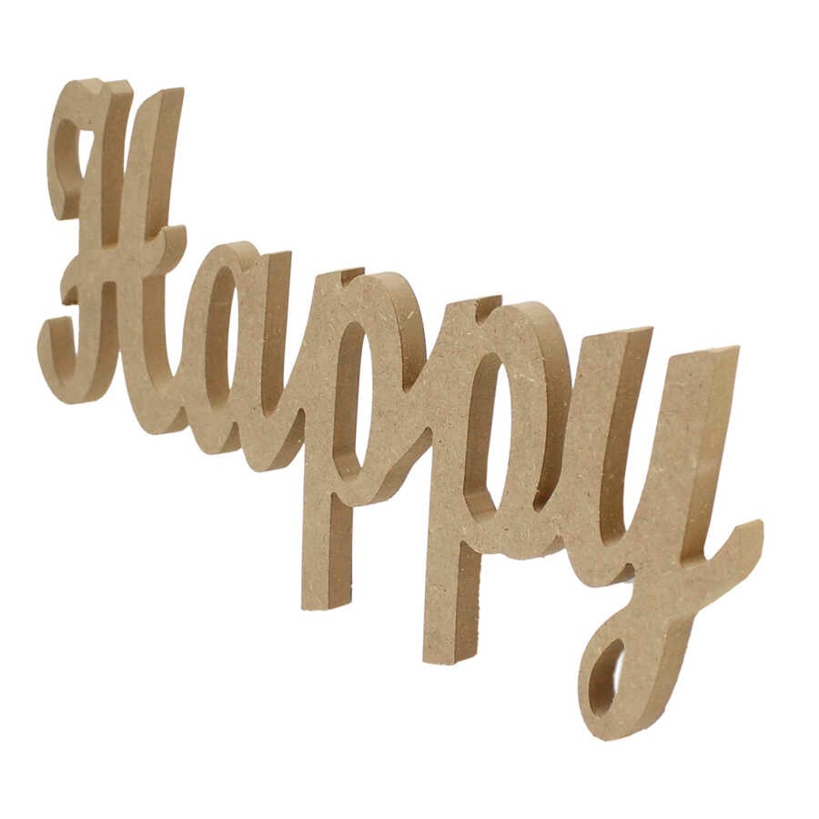 D52 Ahşap Happy Yazısı
