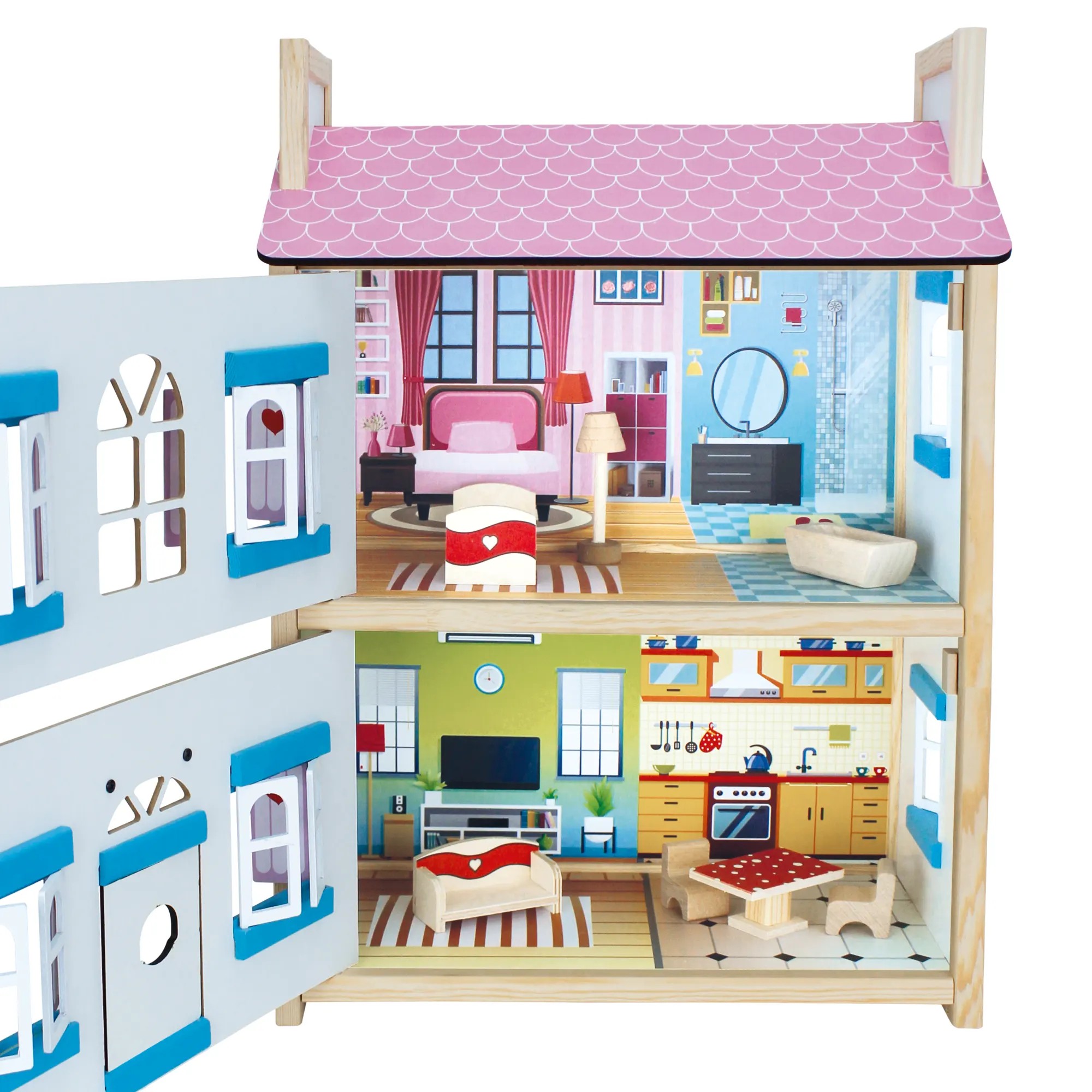 Toysilla Ahşap Çocuk Oyun Evi Pembe - T2009