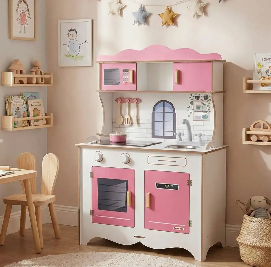 Pembe 1041 Ahşap Çocuk Mutfak Seti | Eğlenceli ve Eğitici Oyun