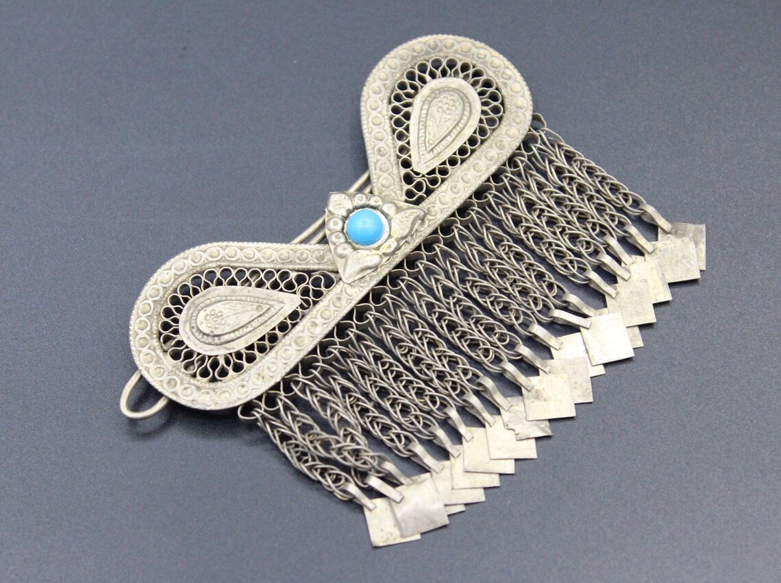 Vintage Afghan Kuchi Tribal Hair Clip Pendant, Body Jewelry, Afghan Hair Clip Pendant, Gypsy Hair Clip, 